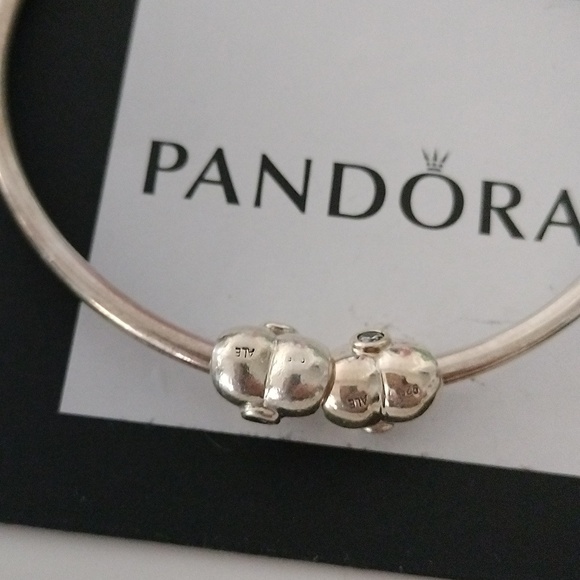 Pandora Heart with Clear CZ Charm 925 ALE 790134CZ, Set of 2 - Picture 3 of 5